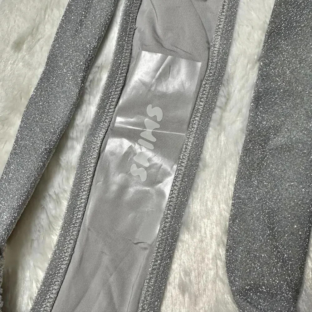 NWT Skims Cheeky Tanga Swim Bottoms Metallic Nickel Women 4X